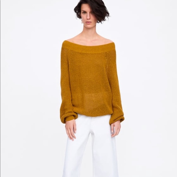 Zara Sweaters - ZARA Oversized Wide Neck Cotton Sweater